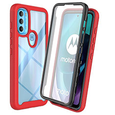 Motorola Moto G71 5G用360度 フルカバー ハイブリットバンパーケース クリア透明 プラスチック カバー ZJ3 モトローラ レッド