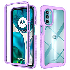 Motorola Moto G71s 5G用360度 フルカバー ハイブリットバンパーケース クリア透明 プラスチック カバー モトローラ パープル