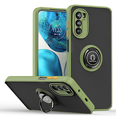 Motorola Moto G71s 5G用ハイブリットバンパーケース プラスチック アンド指輪 マグネット式 S04 モトローラ グリーン