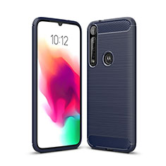 Motorola Moto G8 Plus用シリコンケース ソフトタッチラバー ライン カバー モトローラ ネイビー