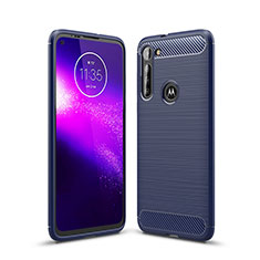 Motorola Moto G8 Power用シリコンケース ソフトタッチラバー ライン カバー モトローラ ネイビー