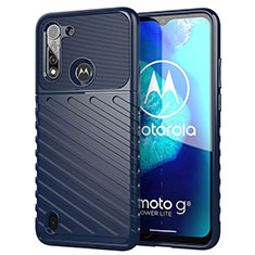Motorola Moto G8 Power Lite用シリコンケース ソフトタッチラバー ツイル カバー S01 モトローラ ネイビー