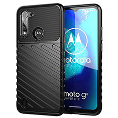 Motorola Moto G8 Power Lite用シリコンケース ソフトタッチラバー ツイル カバー S01 モトローラ ブラック