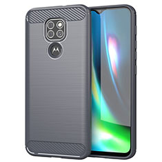 Motorola Moto G9 Play用シリコンケース ソフトタッチラバー ライン カバー S01 モトローラ グレー