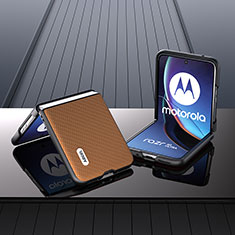 Motorola Moto Razr 40 Ultra 5G用シリコンケース ソフトタッチラバー レザー柄 カバー BH1 モトローラ ライト・ブラウン