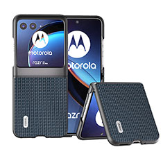 Motorola Moto Razr 40 Ultra 5G用シリコンケース ソフトタッチラバー レザー柄 カバー BH4 モトローラ ネイビー