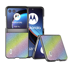 Motorola Moto Razr 40 Ultra 5G用シリコンケース ソフトタッチラバー レザー柄 カバー BH6 モトローラ グリーン
