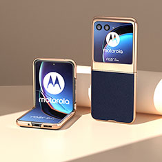 Motorola Moto Razr 40 Ultra 5G用シリコンケース ソフトタッチラバー レザー柄 カバー BH9 モトローラ ネイビー