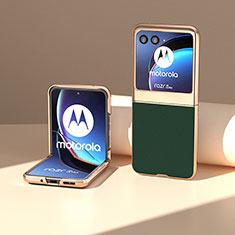Motorola Moto Razr 40 Ultra 5G用シリコンケース ソフトタッチラバー レザー柄 カバー B01H モトローラ グリーン