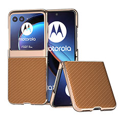 Motorola Moto Razr 40 Ultra 5G用シリコンケース ソフトタッチラバー レザー柄 カバー B04H モトローラ ライト・ブラウン