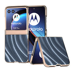 Motorola Moto Razr 40 Ultra 5G用シリコンケース ソフトタッチラバー レザー柄 カバー B05H モトローラ ネイビー