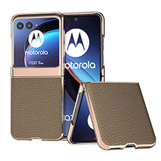 Motorola Moto Razr 40 Ultra 5G用シリコンケース ソフトタッチラバー レザー柄 カバー B06H モトローラ ブラウン