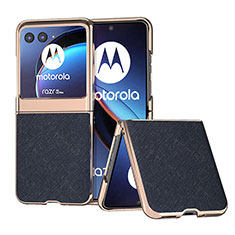 Motorola Moto Razr 40 Ultra 5G用シリコンケース ソフトタッチラバー レザー柄 カバー B09H モトローラ ネイビー