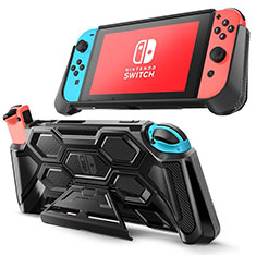 Nintendo Switch用360度 フルカバー極薄ソフトケース シリコンケース 耐衝撃 全面保護 バンパー S02 Nintendo ブラック