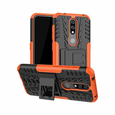 Nokia 4.2用ハイブリットバンパーケース スタンド プラスチック 兼シリコーン カバー ノキア オレンジ