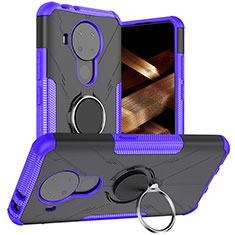 Nokia 5.4用ハイブリットバンパーケース プラスチック アンド指輪 マグネット式 JX1 ノキア パープル
