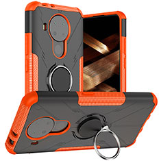 Nokia 5.4用ハイブリットバンパーケース プラスチック アンド指輪 マグネット式 JX1 ノキア オレンジ