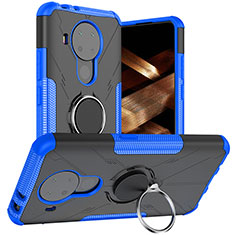 Nokia 5.4用ハイブリットバンパーケース プラスチック アンド指輪 マグネット式 JX1 ノキア ネイビー