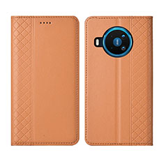 Nokia 8.3 5G用手帳型 レザーケース スタンド カバー ノキア オレンジ
