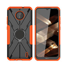 Nokia C20用ハイブリットバンパーケース プラスチック アンド指輪 マグネット式 JX2 ノキア オレンジ