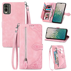 Nokia C210用手帳型 レザーケース スタンド カバー S06D ノキア ピンク