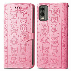 Nokia C32用手帳型 レザーケース スタンド パターン カバー S05D ノキア ピンク