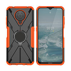 Nokia G10用ハイブリットバンパーケース プラスチック アンド指輪 マグネット式 JX2 ノキア オレンジ