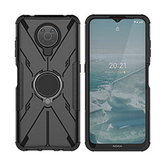 Nokia G10用ハイブリットバンパーケース プラスチック アンド指輪 マグネット式 JX2 ノキア ブラック