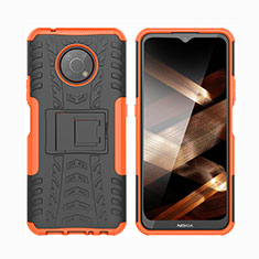 Nokia G300 5G用ハイブリットバンパーケース スタンド プラスチック 兼シリコーン カバー JX2 ノキア オレンジ