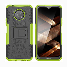 Nokia G300 5G用ハイブリットバンパーケース スタンド プラスチック 兼シリコーン カバー JX2 ノキア グリーン