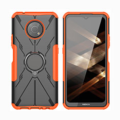 Nokia G300 5G用ハイブリットバンパーケース プラスチック アンド指輪 マグネット式 JX2 ノキア オレンジ