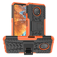 Nokia G300 5G用ハイブリットバンパーケース スタンド プラスチック 兼シリコーン カバー JX1 ノキア オレンジ