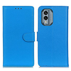 Nokia X30 5G用手帳型 レザーケース スタンド カバー A03D ノキア ブルー
