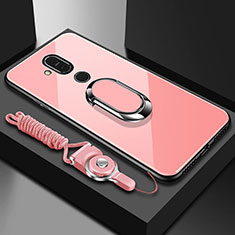 Nokia X7用ハイブリットバンパーケース プラスチック 鏡面 カバー アンド指輪 ノキア ローズゴールド