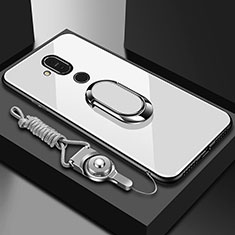 Nokia X7用ハイブリットバンパーケース プラスチック 鏡面 カバー アンド指輪 ノキア ホワイト
