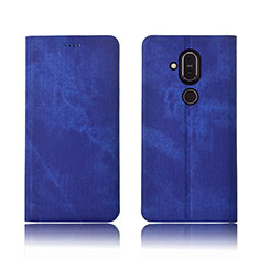 Nokia X7用手帳型 布 スタンド ノキア ネイビー