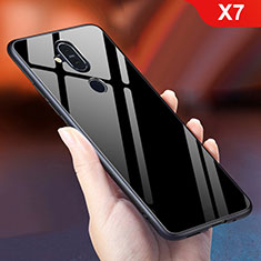 Nokia X7用ハイブリットバンパーケース プラスチック 鏡面 虹 グラデーション 勾配色 カバー ノキア ブラック