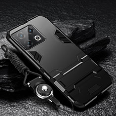 OnePlus 10 Pro 5G用ハイブリットバンパーケース スタンド プラスチック 兼シリコーン カバー R01 OnePlus ブラック