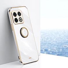 OnePlus 10 Pro 5G用極薄ソフトケース シリコンケース 耐衝撃 全面保護 アンド指輪 マグネット式 バンパー XL1 OnePlus ホワイト