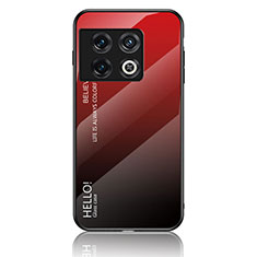 OnePlus 10 Pro 5G用ハイブリットバンパーケース プラスチック 鏡面 虹 グラデーション 勾配色 カバー LS1 OnePlus レッド