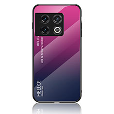 OnePlus 10 Pro 5G用ハイブリットバンパーケース プラスチック 鏡面 虹 グラデーション 勾配色 カバー LS1 OnePlus ローズレッド