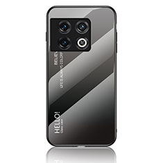 OnePlus 10 Pro 5G用ハイブリットバンパーケース プラスチック 鏡面 虹 グラデーション 勾配色 カバー LS1 OnePlus ダークグレー