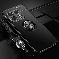 OnePlus 10 Pro 5G用極薄ソフトケース シリコンケース 耐衝撃 全面保護 アンド指輪 マグネット式 バンパー SD3 OnePlus ブラック