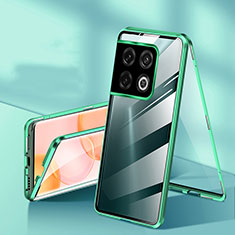 OnePlus 10 Pro 5G用ケース 高級感 手触り良い アルミメタル 製の金属製 360度 フルカバーバンパー 鏡面 カバー P01 OnePlus グリーン