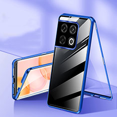 OnePlus 10 Pro 5G用ケース 高級感 手触り良い アルミメタル 製の金属製 360度 フルカバーバンパー 鏡面 カバー P01 OnePlus ネイビー