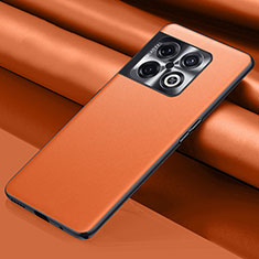 OnePlus 10 Pro 5G用ケース 高級感 手触り良いレザー柄 QK1 OnePlus オレンジ