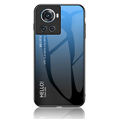 OnePlus 10R 5G用ハイブリットバンパーケース プラスチック 鏡面 虹 グラデーション 勾配色 カバー LS1 OnePlus ネイビー