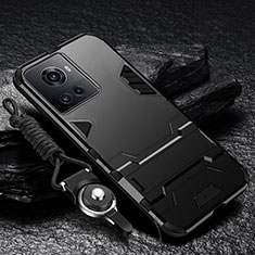 OnePlus 10R 5G用ハイブリットバンパーケース スタンド プラスチック 兼シリコーン カバー R01 OnePlus ブラック