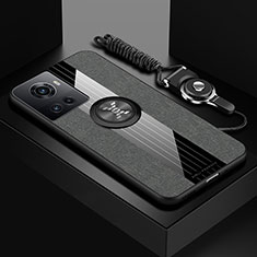 OnePlus 10R 5G用極薄ソフトケース シリコンケース 耐衝撃 全面保護 アンド指輪 マグネット式 バンパー X03L OnePlus グレー