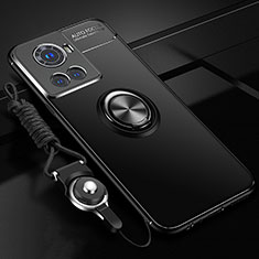 OnePlus 10R 5G用極薄ソフトケース シリコンケース 耐衝撃 全面保護 アンド指輪 マグネット式 バンパー SD3 OnePlus ブラック